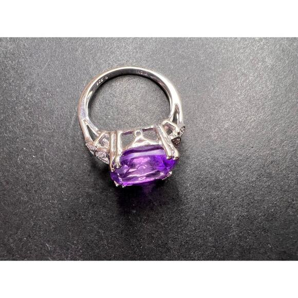 Amethyst and diamond sterling silver ring size 7 - Picture 2 of 16